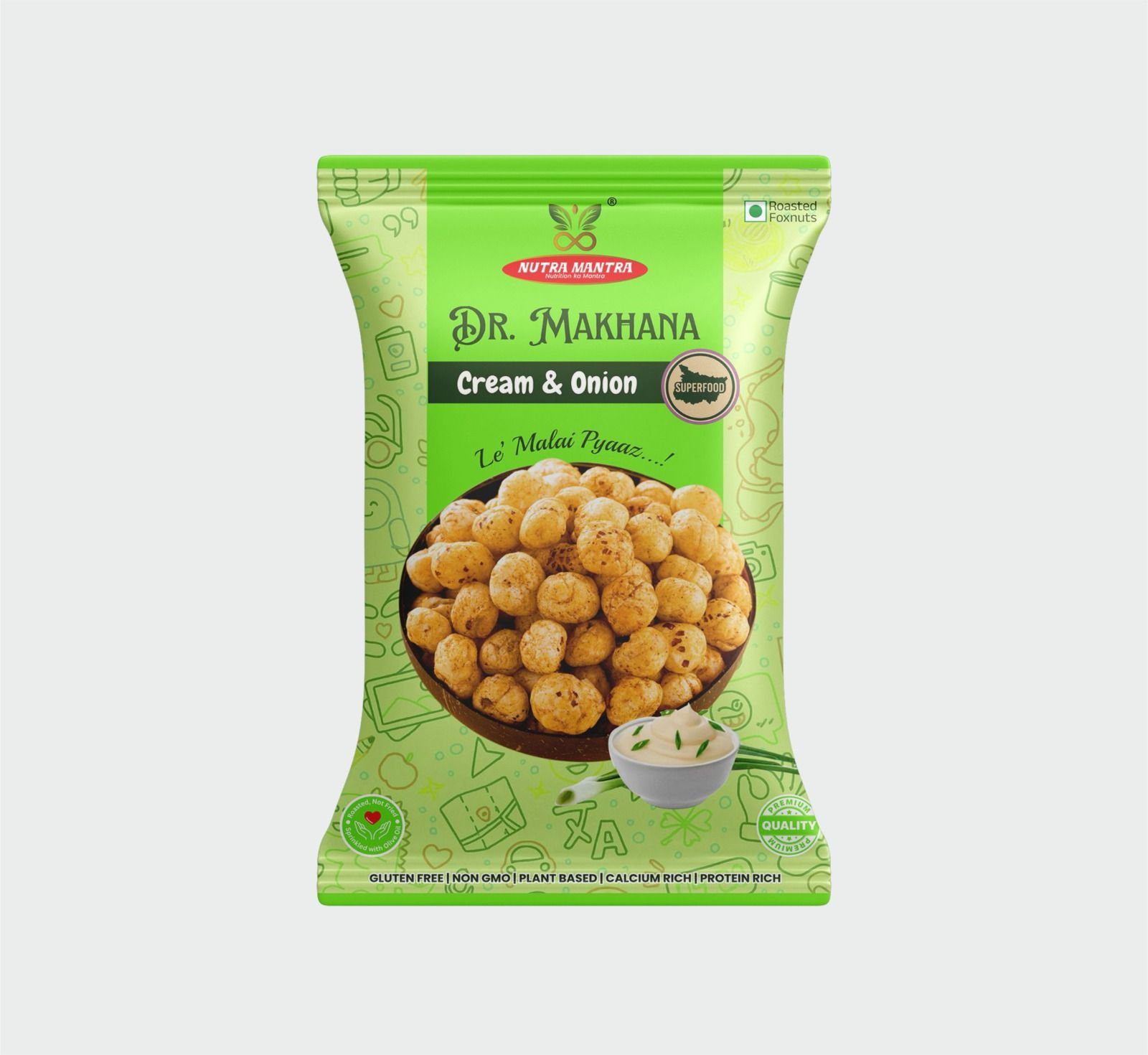 Cream & Onion Seasoned Roasted Makhana 20 gms